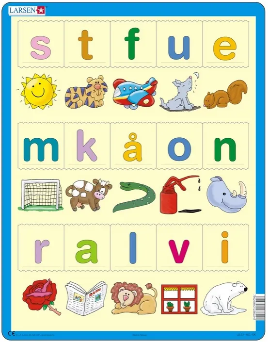 Rahmenpuzzle - Buchstaben-Puzzle (auf Norwegisch)