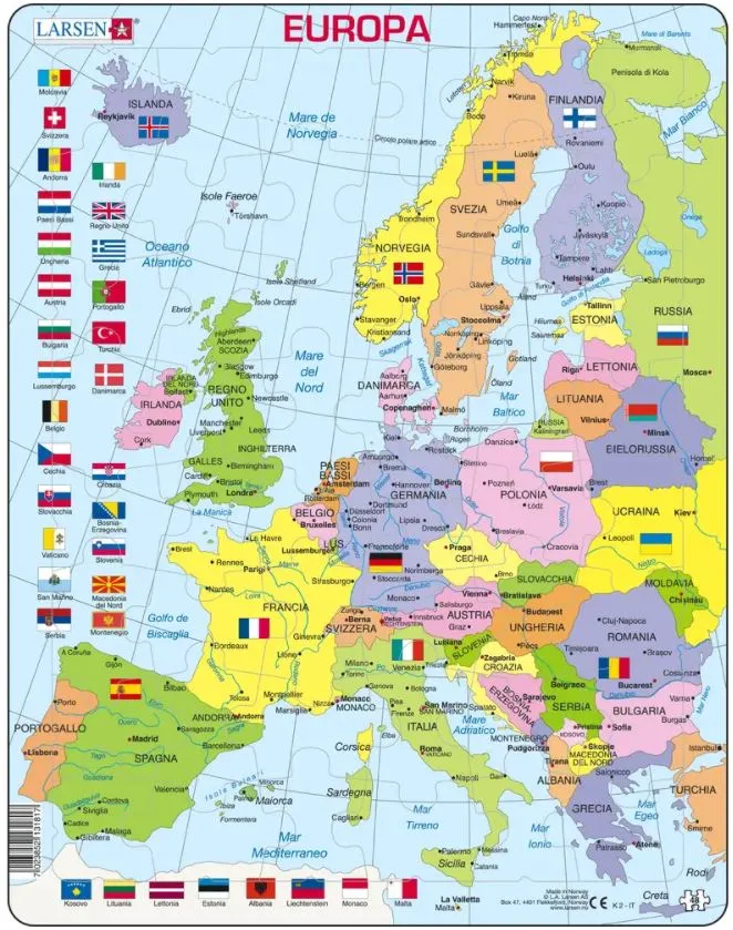 Rahmenpuzzle - Political Map of Europe (Italian)