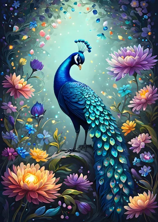 Flowers & Peacock