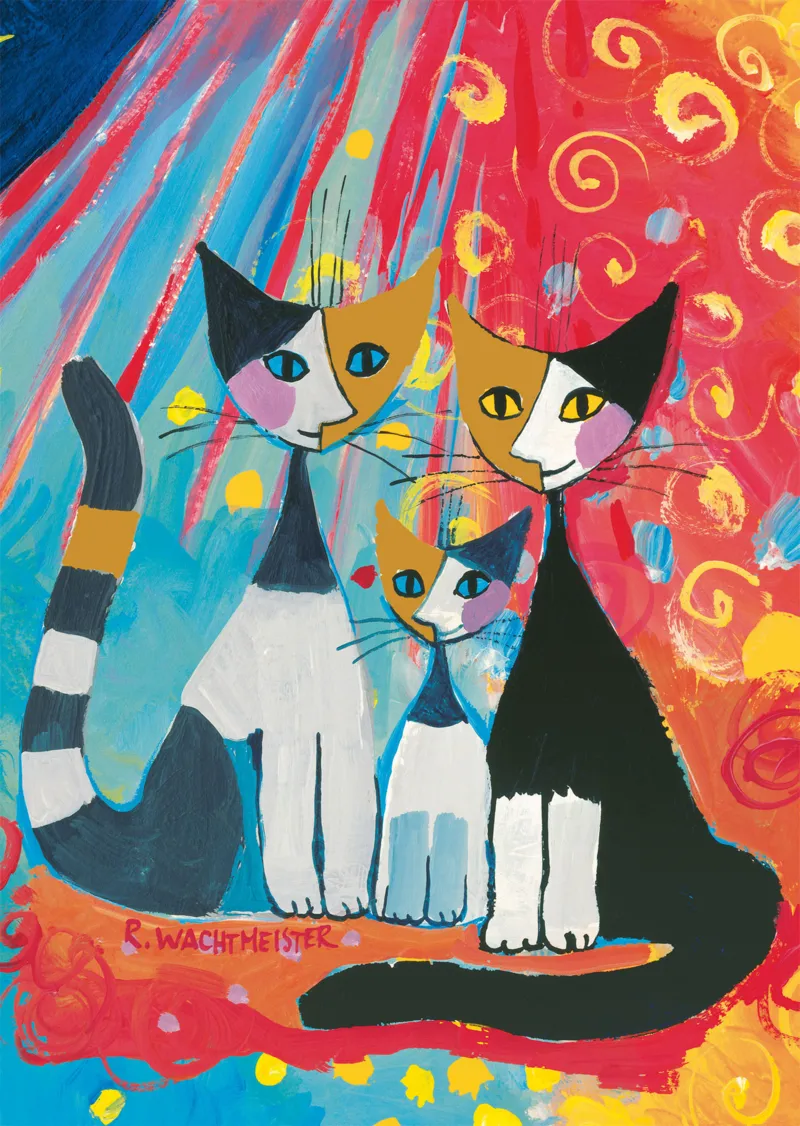 Glückliche Katzenfamilie